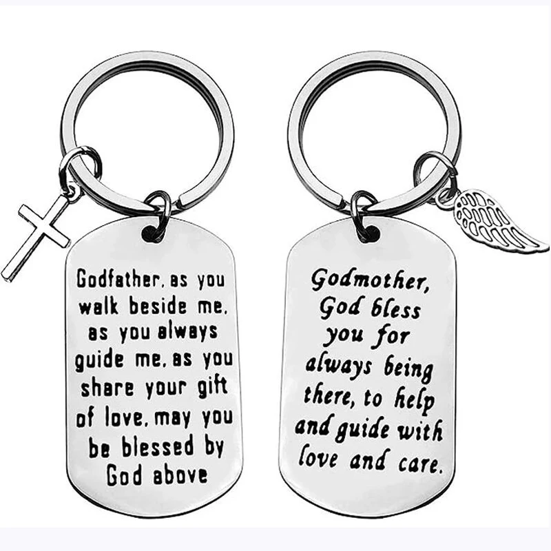 Portachiavi Personalizzato Per Madrina: Ciondolo In Acciaio Inox Con Sacchetto In Velluto - Regalo Di Compleanno, Natale O Festa Della Mamma - 2