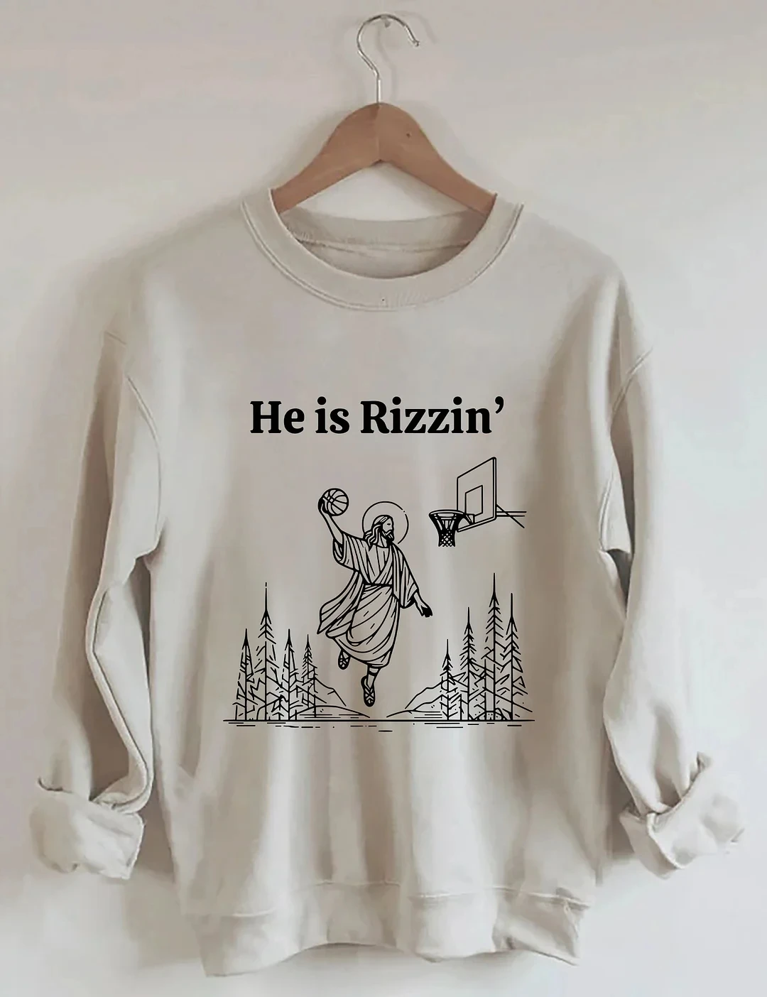 

Rheaclots He Is Rizzin' Print Women's Cotton Female Cute Long Sleeves Sweatshirt