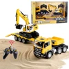 HUINA 1319 New Excavator 9-channel Remote Control Flat Trailer 1:24 Simulation Engineering Car Children's Birthday Gift Toys 1