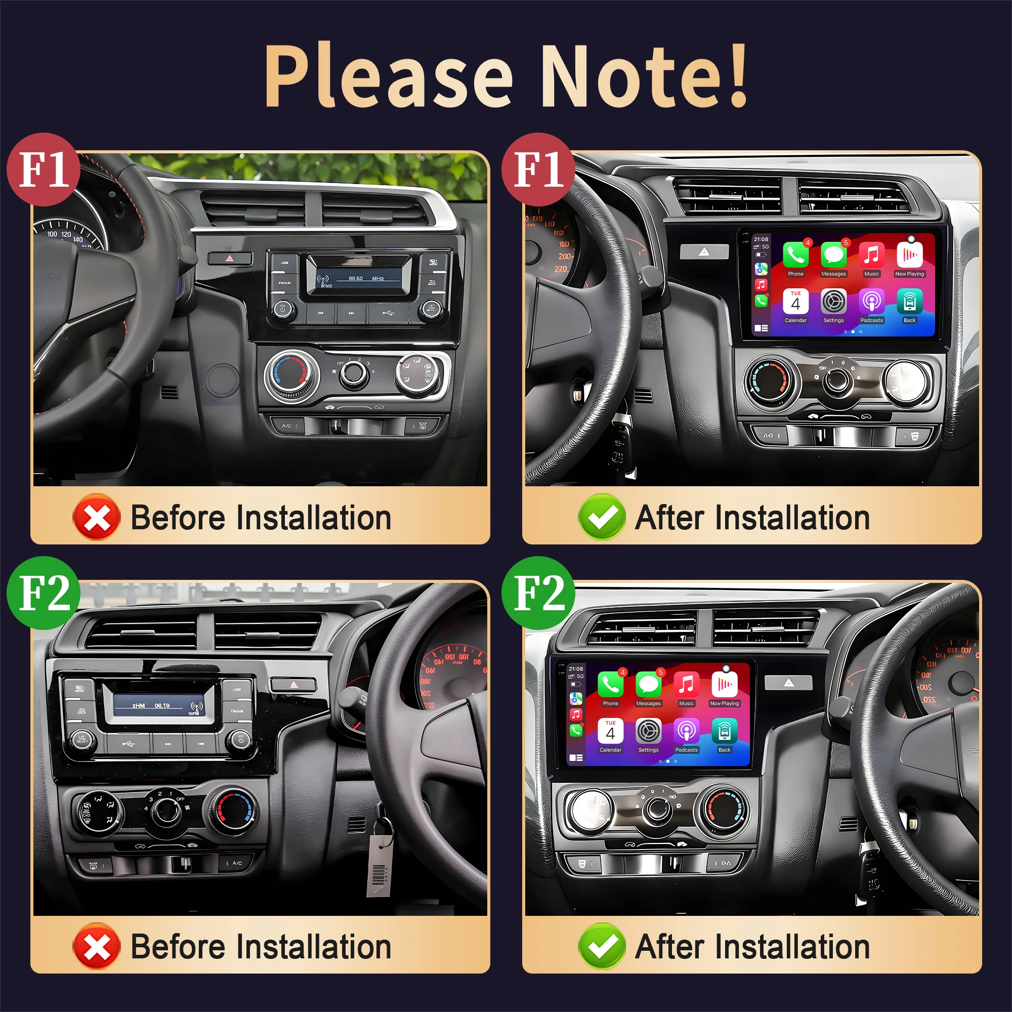 Radio para Auto de 10 Pulgadas para Honda FIT JAZZ 2014 2015, Android 16, Carplay, Multimedia Táctil, Pantalla QLED 2K 2