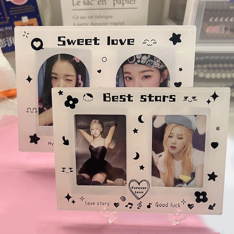 

3 Inch Idol Photocard Display Stand Acrylic Frame Double Photo Card Holder Decorative Acrylic DIY INS Decoration Stationery