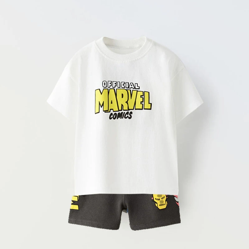Printed Spider Man Boys T-shirt Tracksuits Summer Clothing Loose Casual Short Sleeved Suit Kids Cartoon Tee Shorts Two Piece Set 4