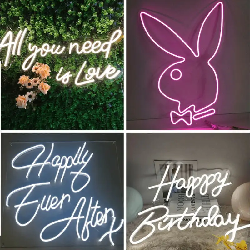 

Fashion Luminous Acrylic Letters Neon-Sign Modeling Light Welcome Banner Letter Hanging Ornaments For Arch Table Wall Backdrops