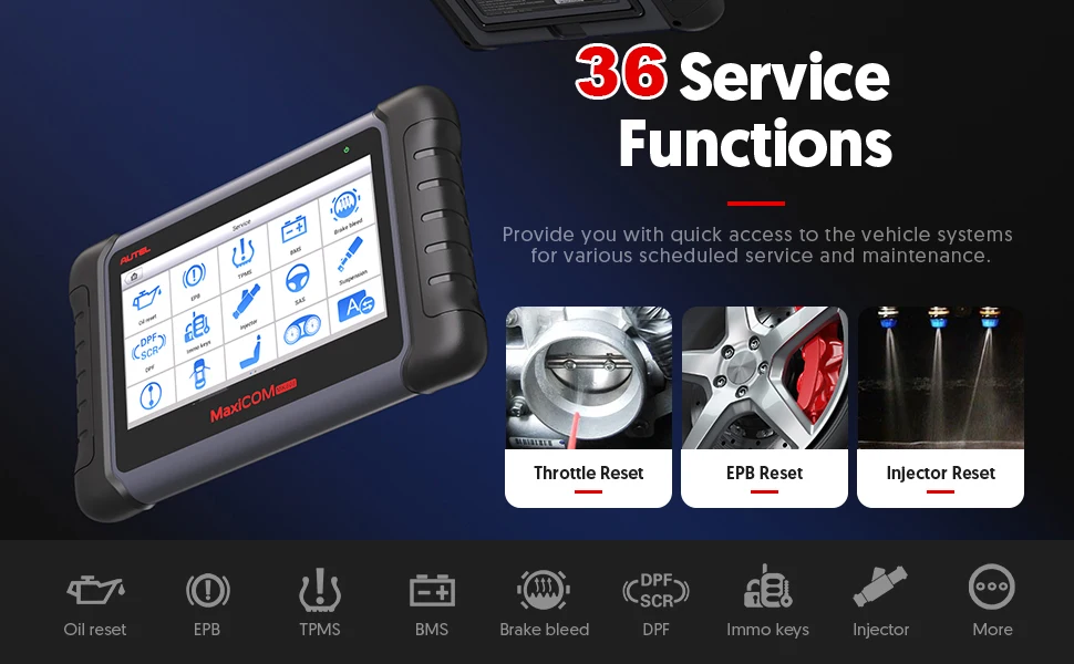 Best Seller Autel MaxiCOM MK808 OBD2 Scanner Automotivo Car Diagnostic Scan Tool OBD 2 Code Reader OBDII Key Coding Active Test high quality auto inspection equipment