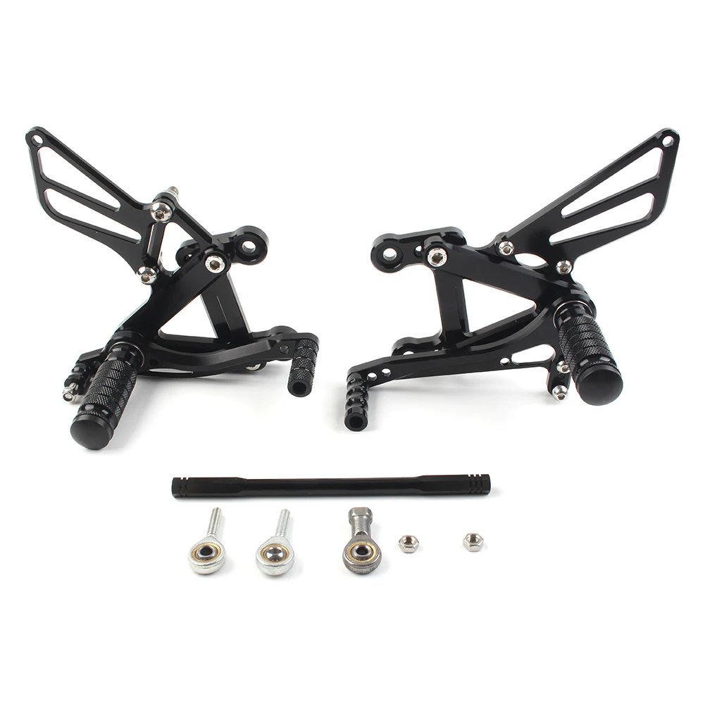 

1Pair Black Adjustment Motorcycle Foot Rest Rear Set Kits For Kawasaki Ninja ZX6R 2003 2004 Aluminum Footrest Rearset