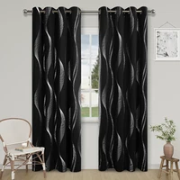 1pc High Precision Silver Embossed Wave Pattern Blackout Curtains for Blocking Light and Keeping Heat, Perfect for All Rooms 4