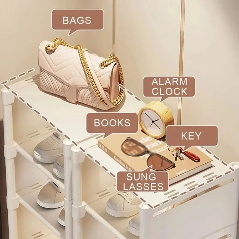 shoe rack Small shoe cabinet widened against wall door multi-storey household storage rental