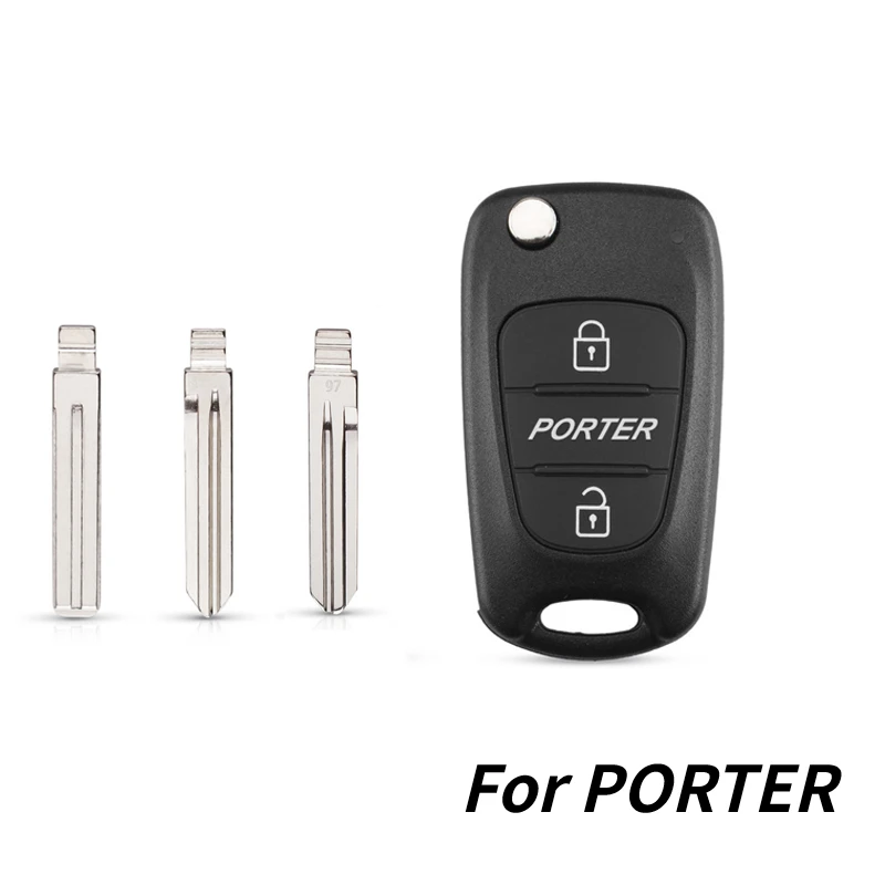 

2 Key Botton New Car Key Housing Case Fob Cover Shell for Hyundai Porter Remote Key Rubber Pad Logo Sticker TOY40 Folding Blade
