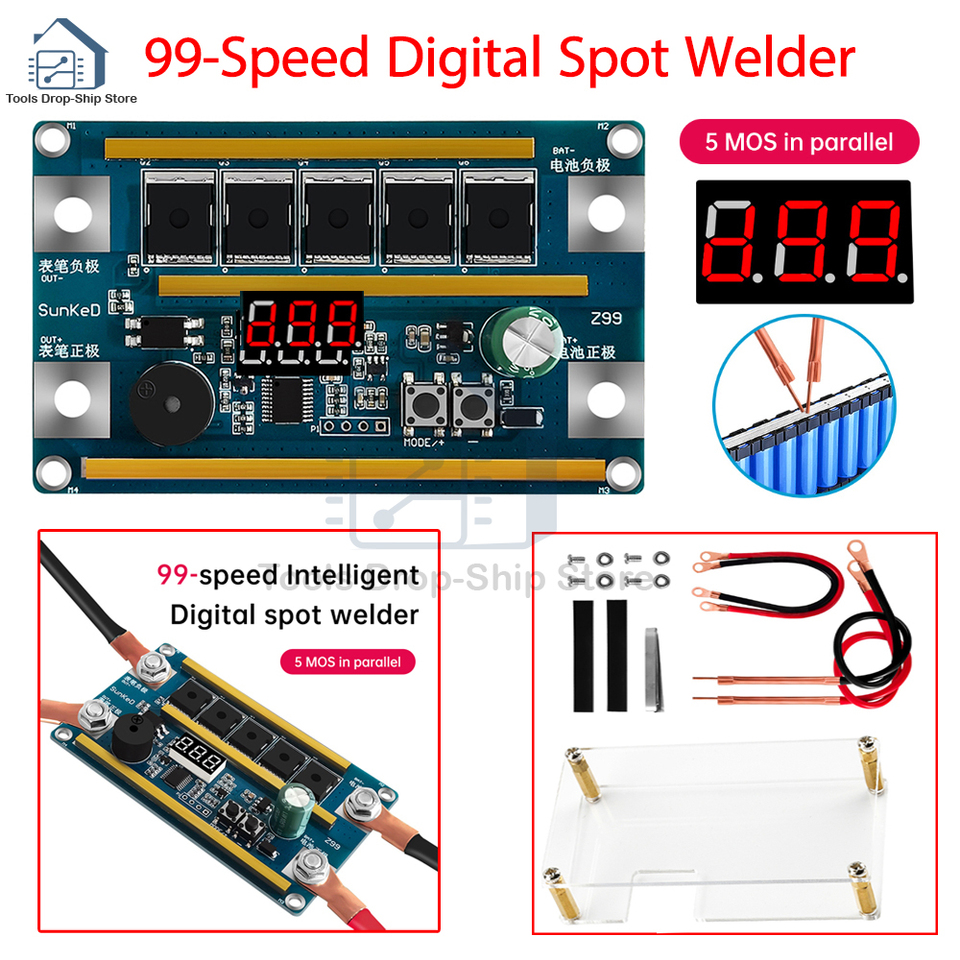 Mini Spot Welder 99 Gears 12V Spot Welding Machine PCB Control Board for 18650 Battery 0.1-0.3mm Nickel Sheet Soldering Equipmen