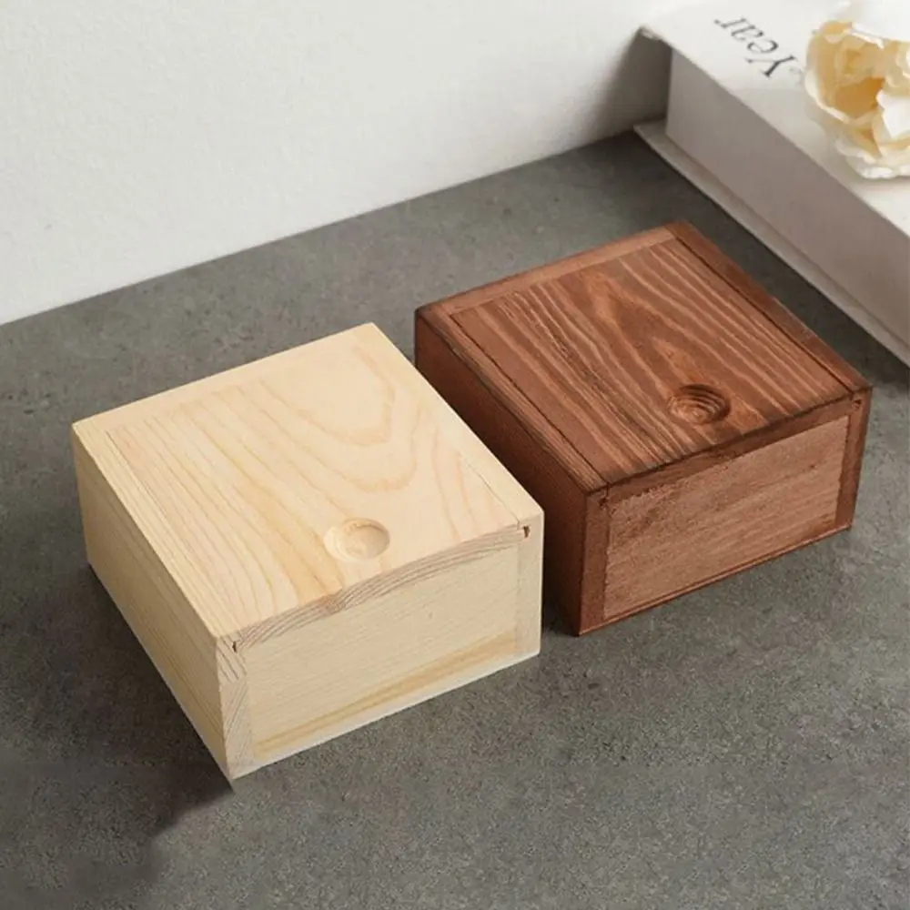 Home Decoration Card Keeper With Slide Top Beads Container Storage Box Wooden Box Jewelry Organizer Case