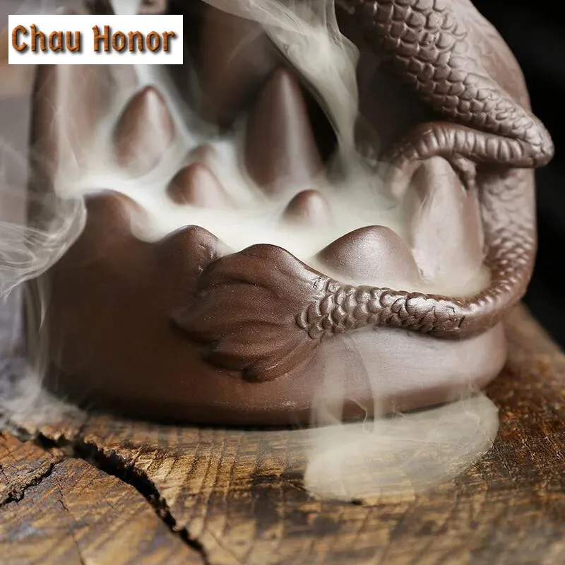 Lucky Dragon Waterfall Reflux Incense Burner Ceramic Handicraft Ornaments Supply Tea Ceremony Reflux Incense Burner Office Home