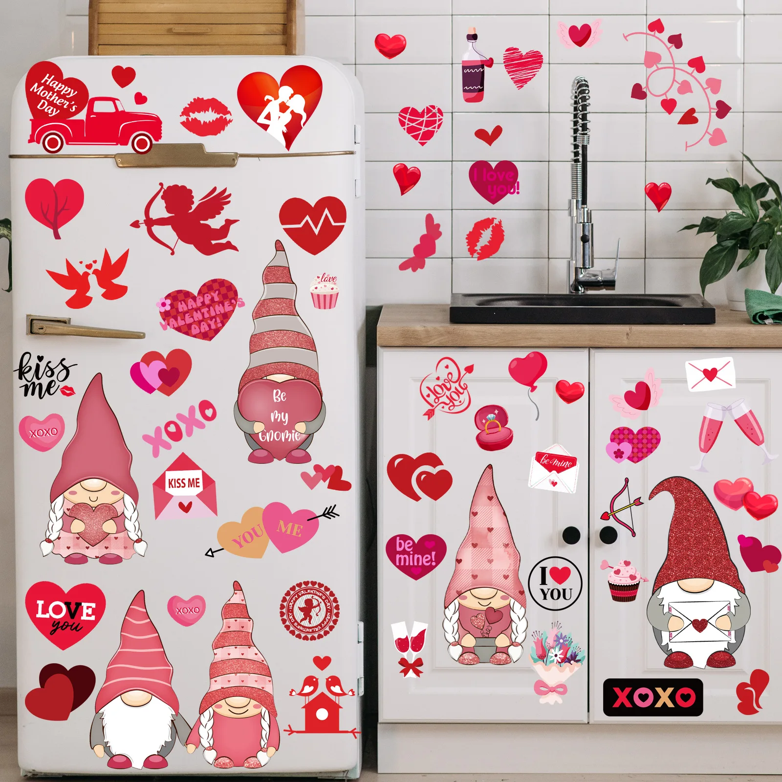 Comprar 9 pegatinas estáticas para el día de San Valentín, fáciles de  aplicar, sin residuos, colores vibrantes, crean una atmósfera romántica,  pegatinas para decoración de ventanas con temática de amor