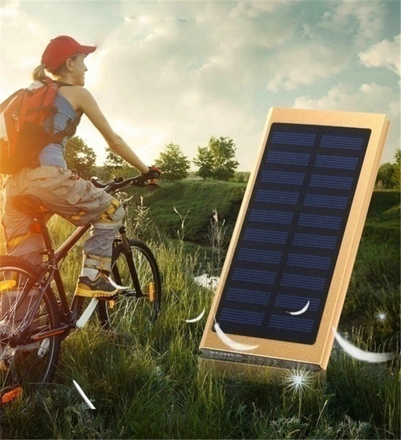 mobile power bank Solar 50000mAh Power Bank  Large Capacity Ultra Thin 9mm with LED Light External Solar Charger Travel Powerbank for Smartphone battery pack for phone