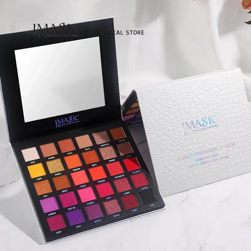 IMAGIC 30 Colors EyeShadow Pearlescent Makeup Glitter Pigment Smoky Eye Shadow Palette Waterproof Summer Swimming Cosmetic