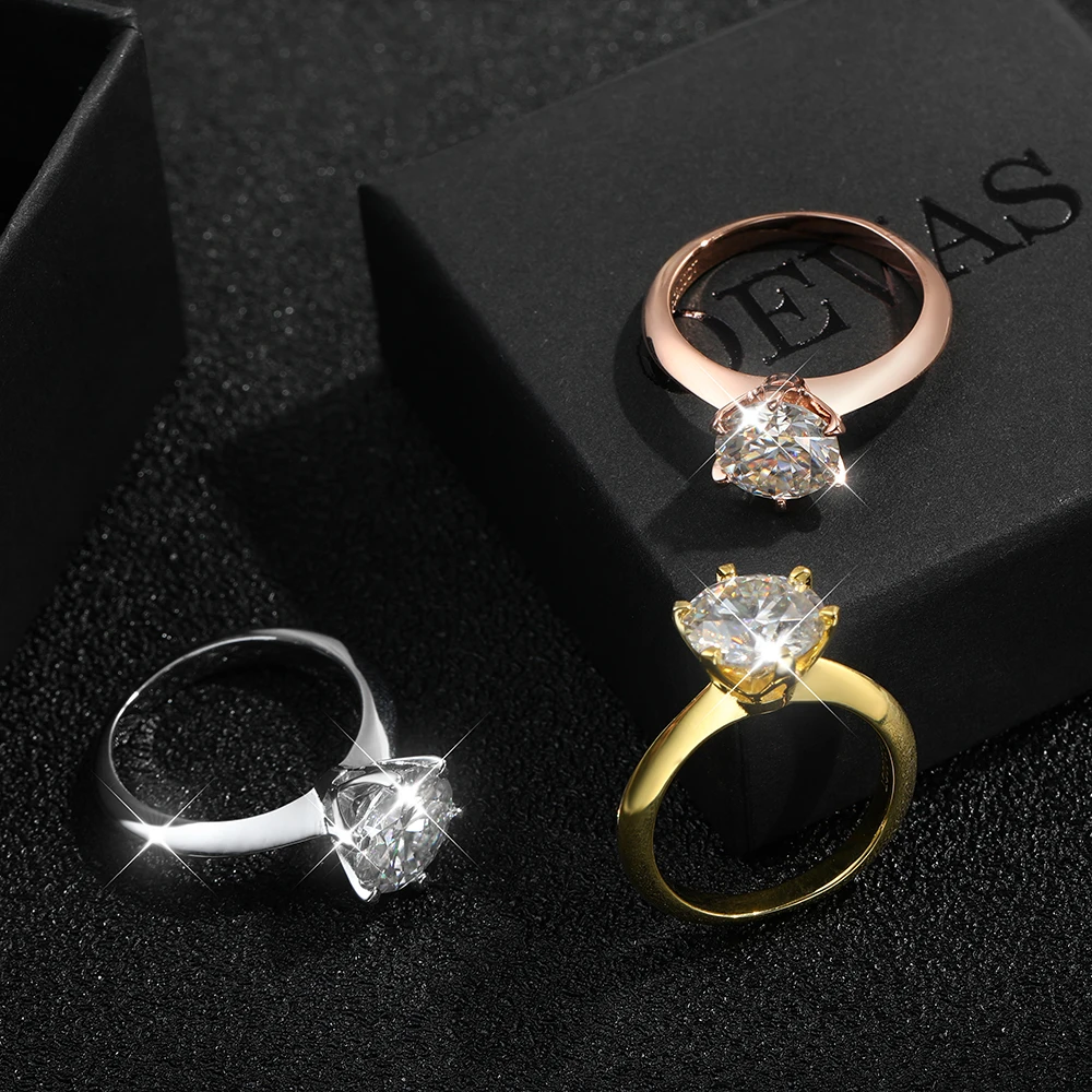 Women 0.5-3 Carat Moissanite Rings 18K White Gold Color 925 Sterling Silver Wedding Jewelry Gifts
