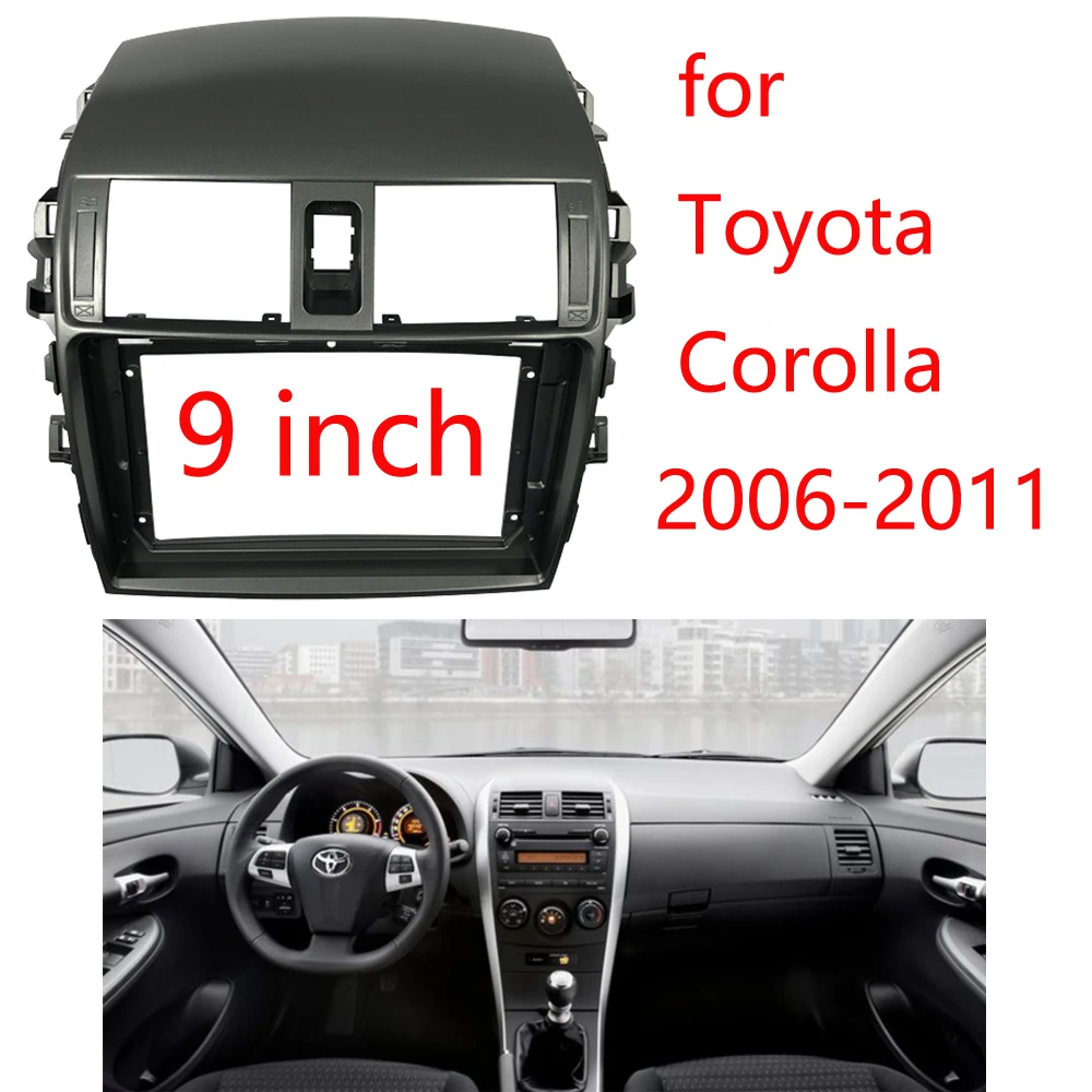 2 Din Car Radio Fascia Frame Fit for 2006-2011 Toyota Corolla Android GPS Panel Dash Kit Mounting Trim Bezel Fascias | Автомобили и