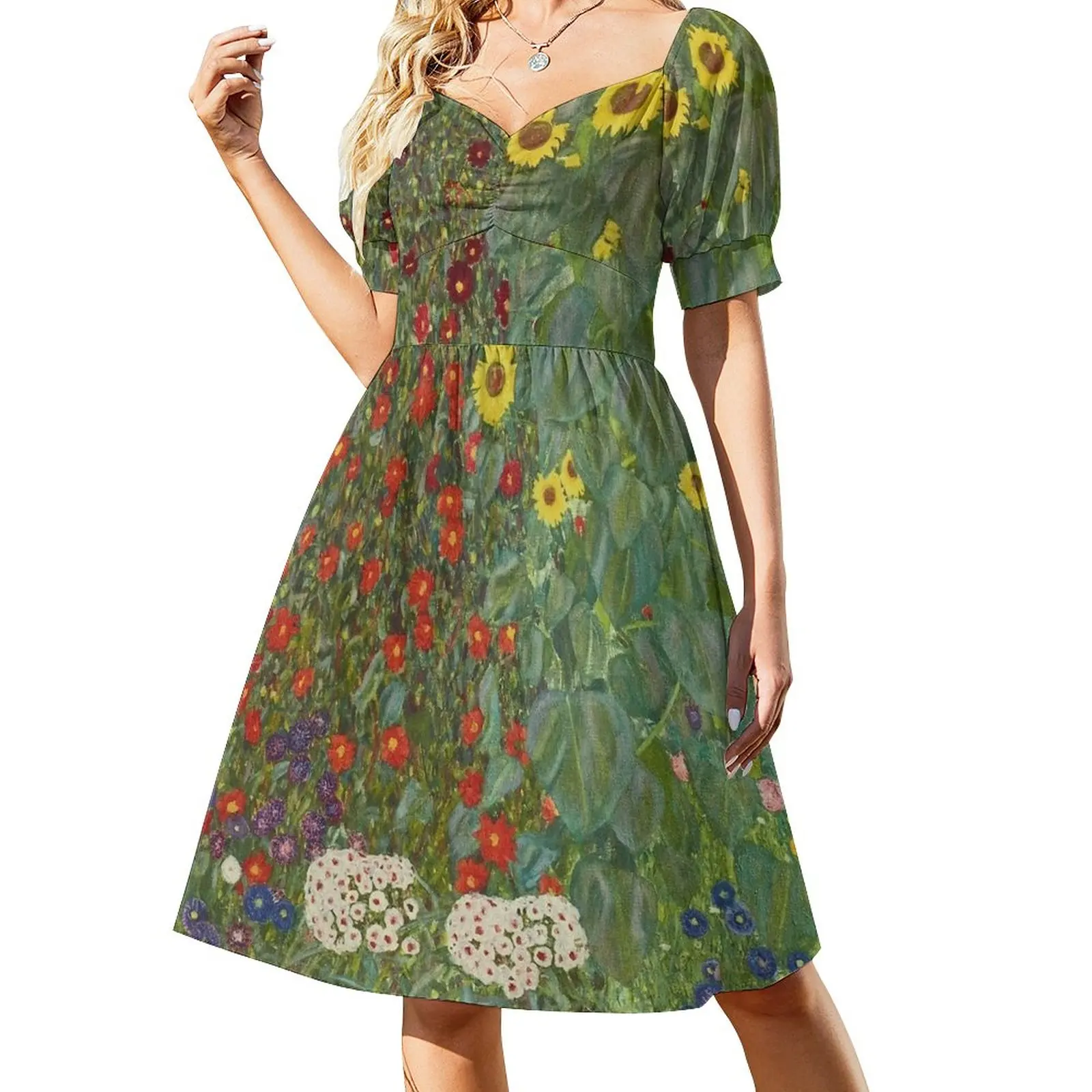 Gustav Klimt - Farm Garden With Sunflowers (1907) Sleeveless Dress Dresses for wedding party evening dresses luxury 2023