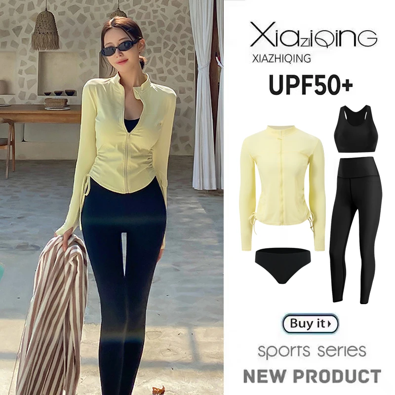 Women's Dive Suit Long Sve Separate Swimming Costume Thermal Spa Surfing Wear Spor Conserving Student Outdoor Activi