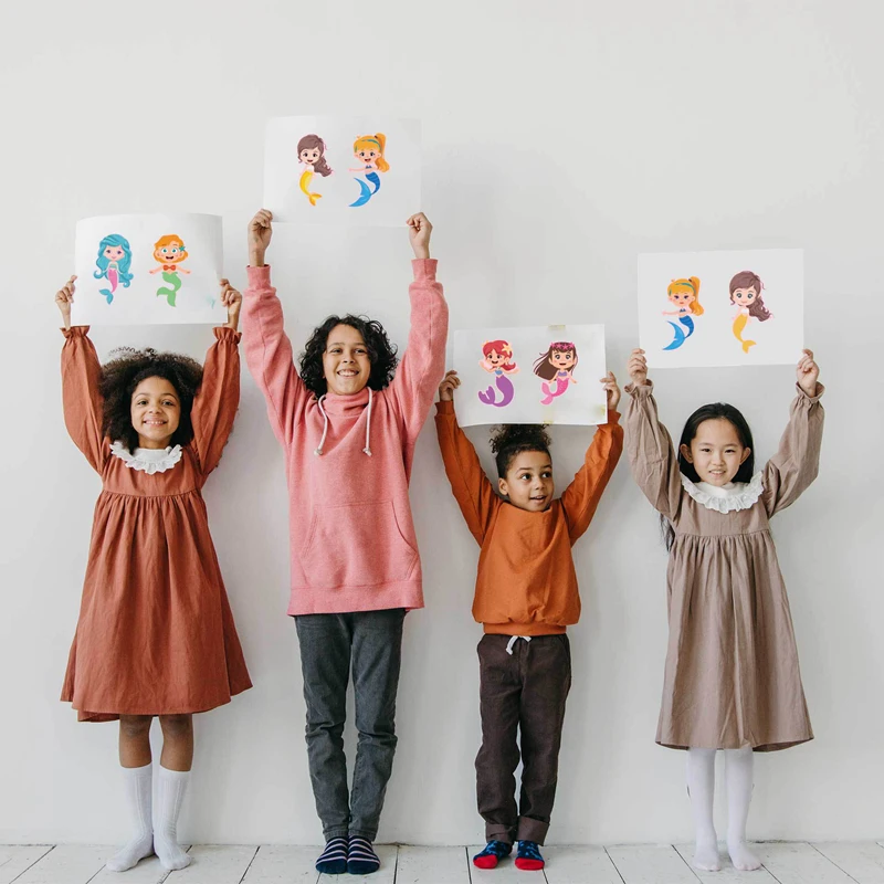 6/12Sheets Little Mermaid DIY Puzzle Stickers Funny Make A Face Assemble Sticker Kids Birthday Party Favors Pinata Filler Toys