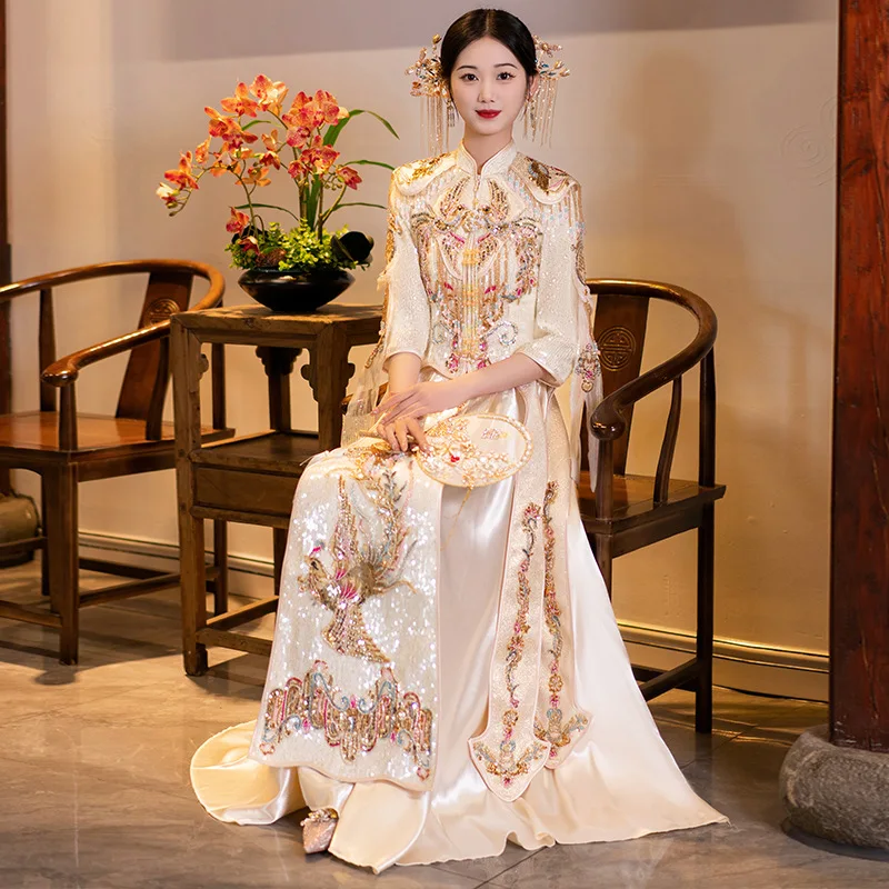 Traditional Chinese Wedding Dresses Bridal Toasting Dress - Fashion Hanfu