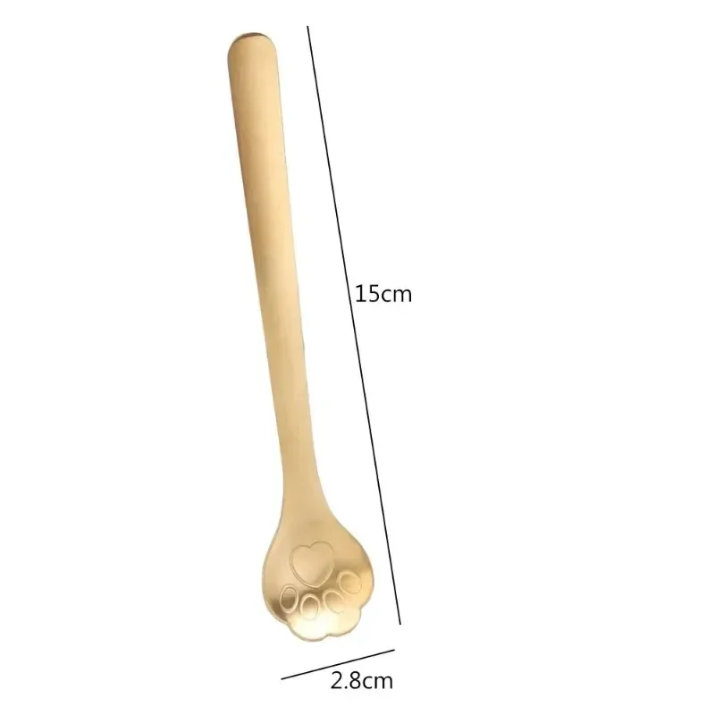 Cute Cat Claw Spoon Stainless Steel Cat Paw Coffee Spoons Ice Cream Cake Dessert Teaspoon Scoops Tableware Kitchen Accessories stainless steel spoon tea spoon