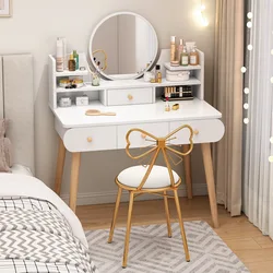 Tocador con espejo y taburete, mueble de dormitorio, con armario de almacenamiento, para maquillaje