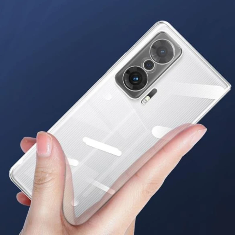 Transparent TPU Fold Phone Case - Clear Liquid Silicone Soft Cover Protective Back Shell
