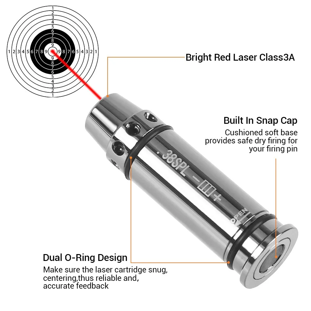 Cartouche Laser tactique à points rouges, 9MM .223rem. 38SPL