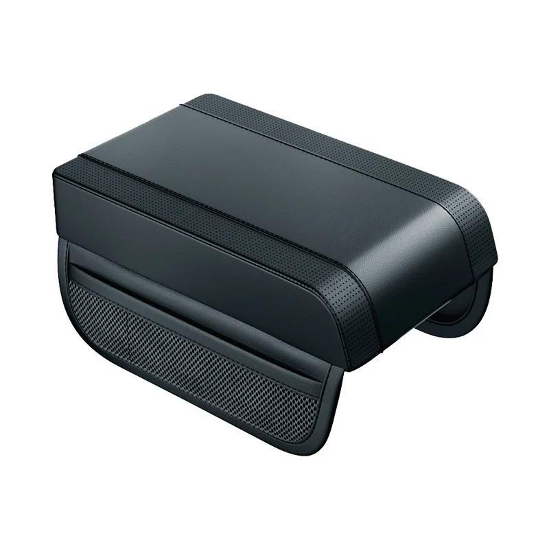Car Armrest Pad Universal Leather Cushion with Pocket Central Memory Cotton Elbow Support Storage