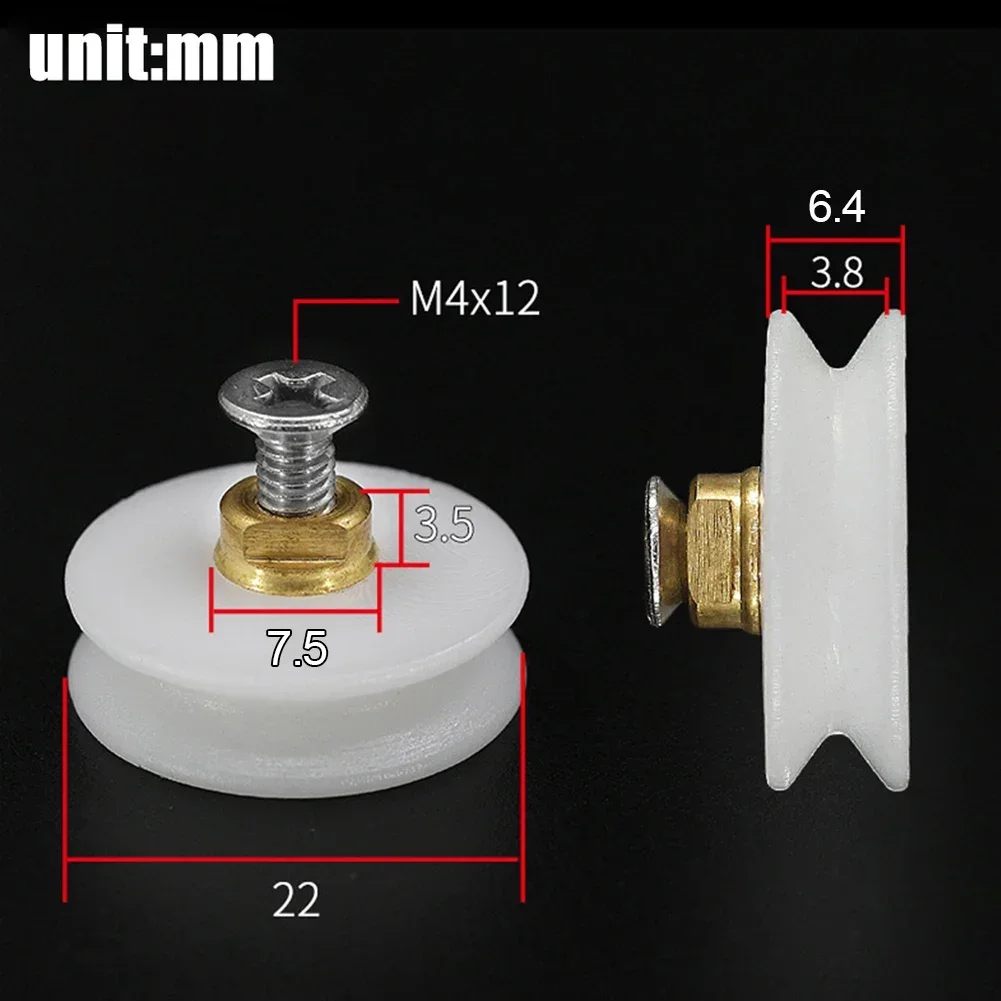 Spares Rollers Wheels 4/8pcs Accessories Bathroom Grooved Guides Home Replacement Shower Door Rollers 22mm Dia