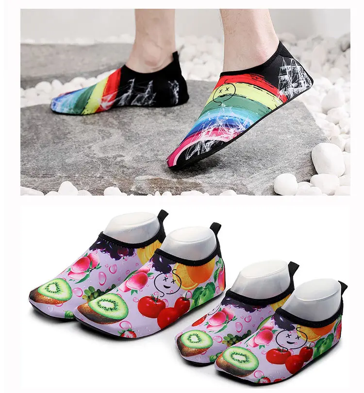 Summer Funny Face Kids Slippers Fruits Graffiti Water Beach Shoes For Children Anti Slip Barefoot Swim Boys Girls Aqua Socks child shoes girl