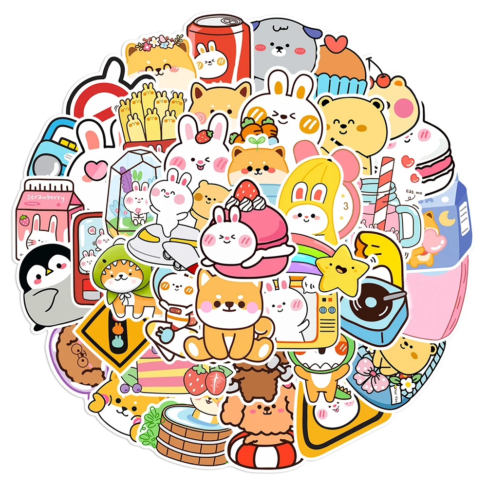 

10/30/50pcs INS Style Kawaii Cartoon Stickers Aesthetic Decals Decals Scrapbooking Laptop Phone Case Cute Sticker for Girls Kids