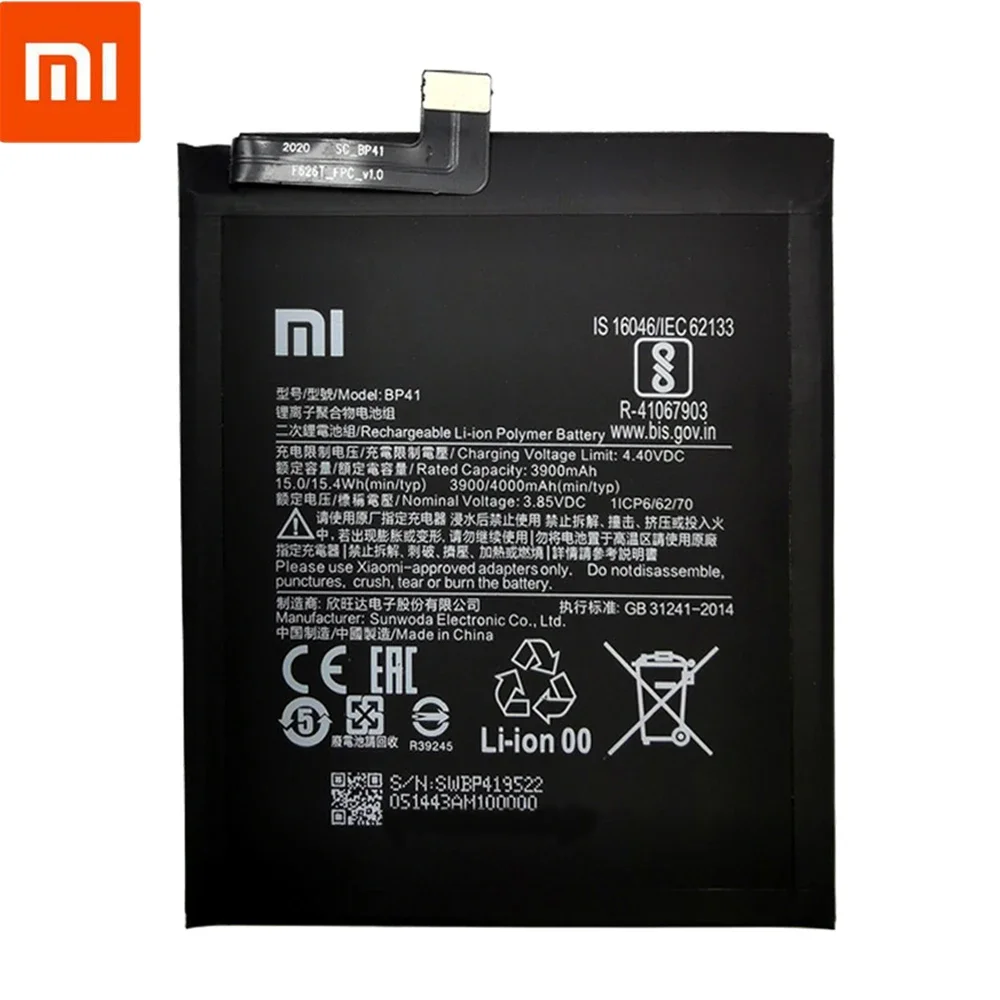 100% Original Replacement High Quality Battery For Xiaomi Redmi K20  Mi 9T Mi9T 4000mAh BP41 Premium Genuine Batteries Bateria