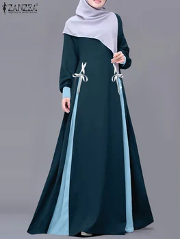 2025 Fashion Muslim Dress Abaya ZANZEA Women Patchwork Sundress Maxi Long Vestidos IsIamic Robe Eid Mubarek Long Sleeve Kaftan