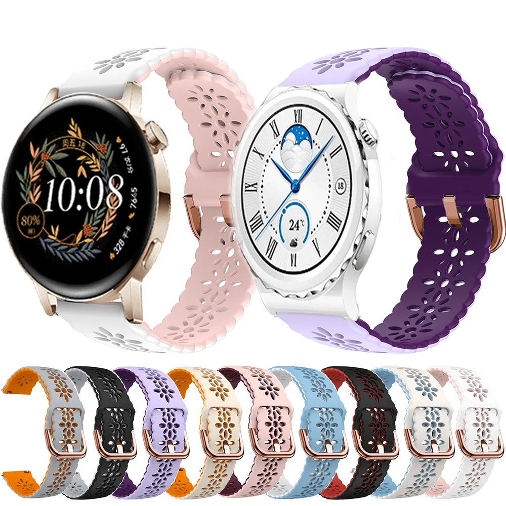 

20mm Silicone Watchband For Huawei Watch GT 3 2 GT2 42mm GT3 Pro 43mm Strap Replacement Smartwatch Girl Women Wristband Bracelet