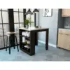 Tanna Kitchen Counter Dining Table ,Two Legs, Three Side Shelves Black / Pine 1