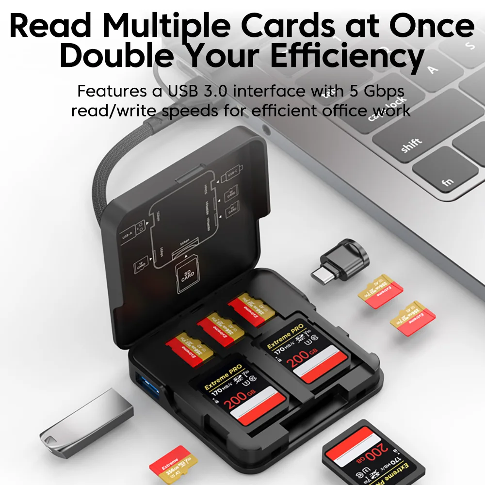 Portable High-Speed 5-Slot Memory Card Storage Box