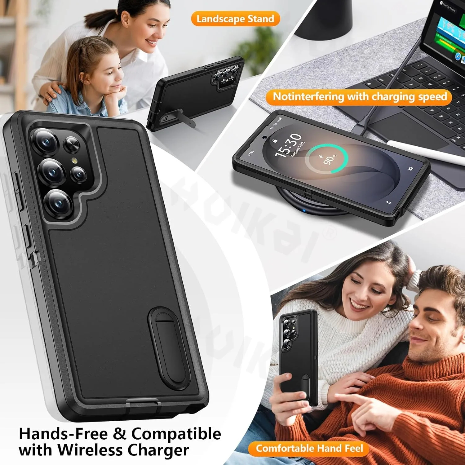 Heavy Duty Shockproof Rugged Phone Case with Kickstand and Anti-Scratch Protection
