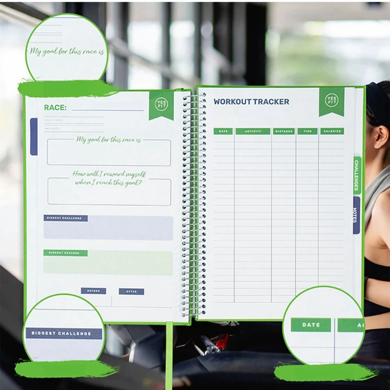 Fitness Journal Workout Planner Gym Notebook,Workout Tracker,Exercise Log-Book For Men Women Workout Accessories(Green)