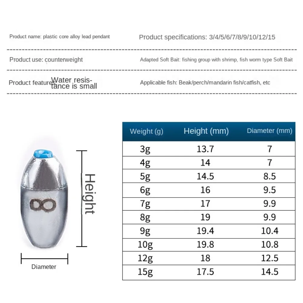 20pcs Fishing Alloy carbon steel material Sinkers Big Hollow Lure Weights Fishing Tackle3g/4g/5g/6g/7g/8g/9g/10g