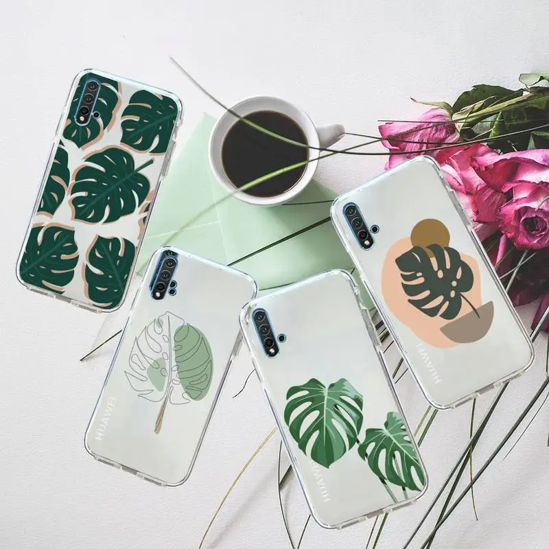 Custodia Per Telefono Art Foglia Di Palma Foglia Di Banana Trasparente Per Huawei Honor P Mate Y 30 40 20 50 8 70 10 9 A I X C Pro Lite Prime Smart