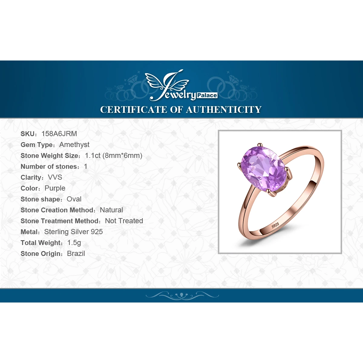 JewelryPalace Rose Gold Yellow Gold Plated Oval Natural Amethyst Citrine Garnet Topaz Peridot 925 Sterling Silver Ring for Women