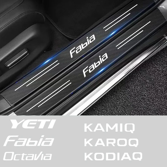 Carbon Fiber Car Door Sill Stickers Trunk Bumper Waterproof Decals For Skoda CITIGO FABIA KAMIQ KAROQ KODIAQ octavia Yeti