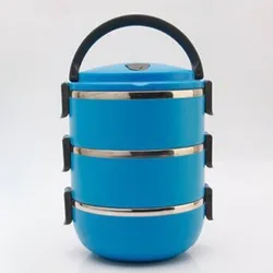 Portable Stainless Steel Multi - layer Insulated Lunch Box | Circular, Sealed Bento Container for Home, Office, and On - the - Go (3Layer Random Color)