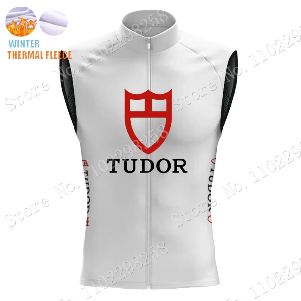 Tudor Pro Cycling Team 2023 Inverno Senza Maniche Jersey Bicicletta Gilet Bianco Svizzera Maglia Da Ciclismo Mens Warm Bike Abbigliamento Gilet