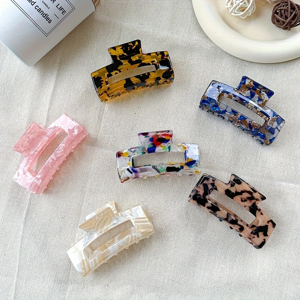 

1Pc/4Pcs Elegant Large Vintage Hair Claw Clip, Exquisite Patterned Simple Hollow Square Hair Clip, Women Girls Daily Party Decor