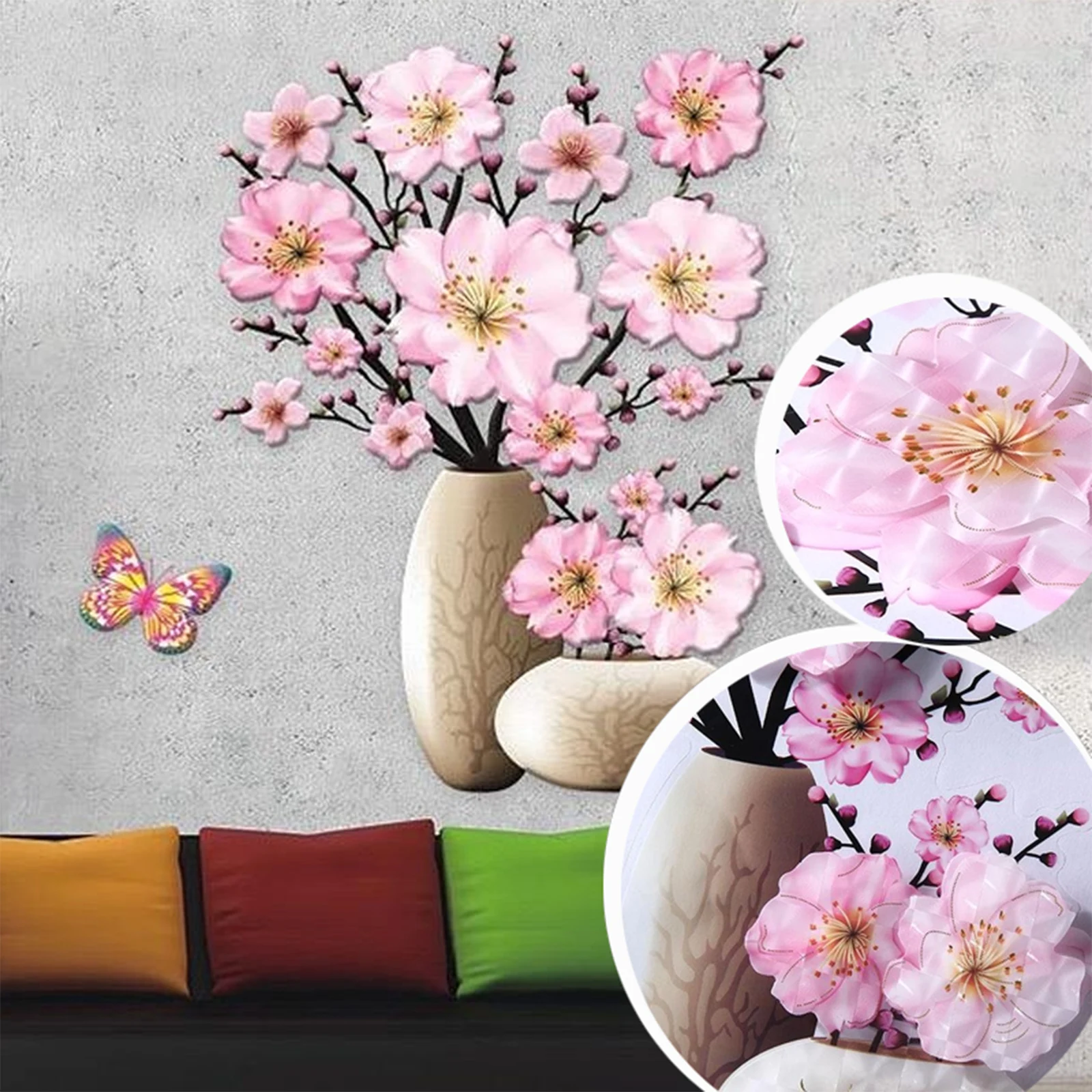 

12 Kinds Vase Wall Stickers Fashion Flower Home Decor for Living Room Bedroom Creative Room Decoration Self-Adhesive Sticker
