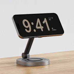 2-in-1 Magnetic Wireless Charger Stand for MagSafe Foldable 15W Fast Charging Dock Station for Apple Watch iPhone 15/14/13/12