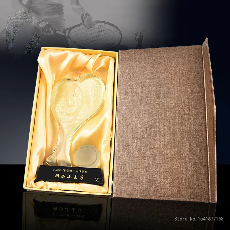 Customized Crystal Engravable Trophy, Creative Home Decorations, Tennis, Competition, Awards, Sports, Badminton, High-grade, 1Pc