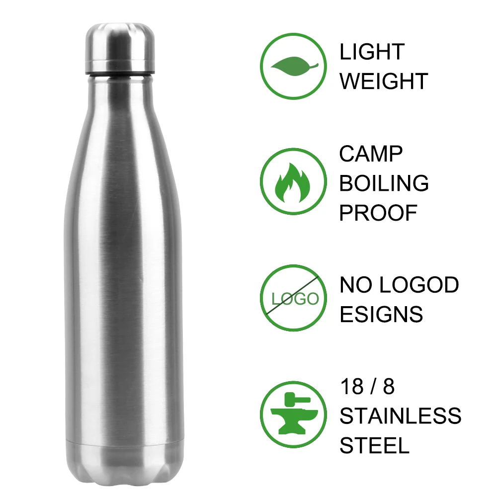 Single Wall Water Bottle Outdoor Travel Sports Drink Bottles 350ML 500ML 750ML 1000ML Stainless Steel Water Cola Bottle water bottle